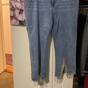Rhinestone ankle jeans